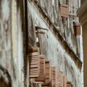 brown wooden stairs in close up photography